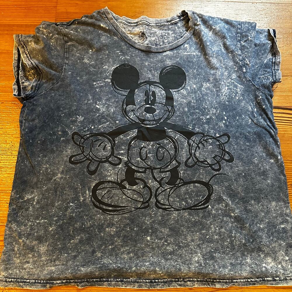 Disney Mickey blue white distressed cotton short sleeve shirt‎ SIZE 2XL